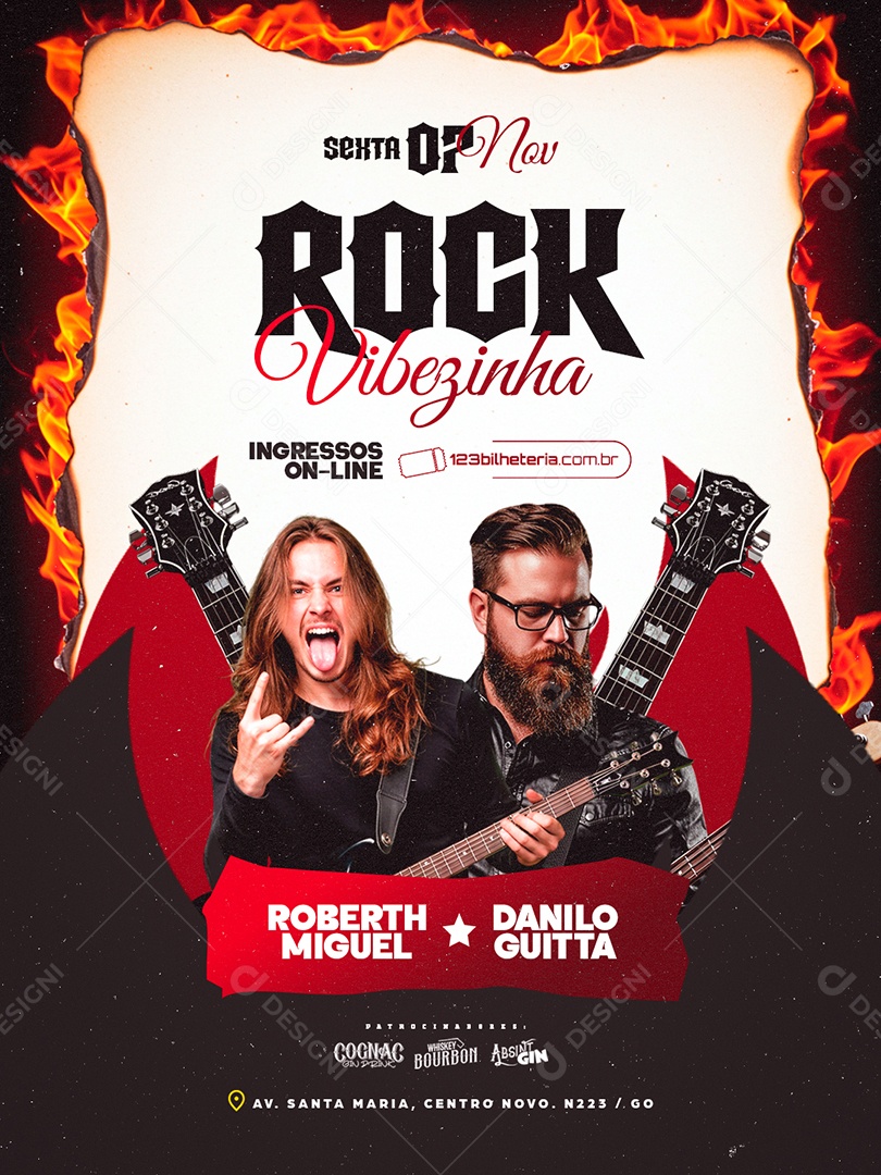 Flyer Próximos Shows Rock Vibezinha Social Media PSD Editável