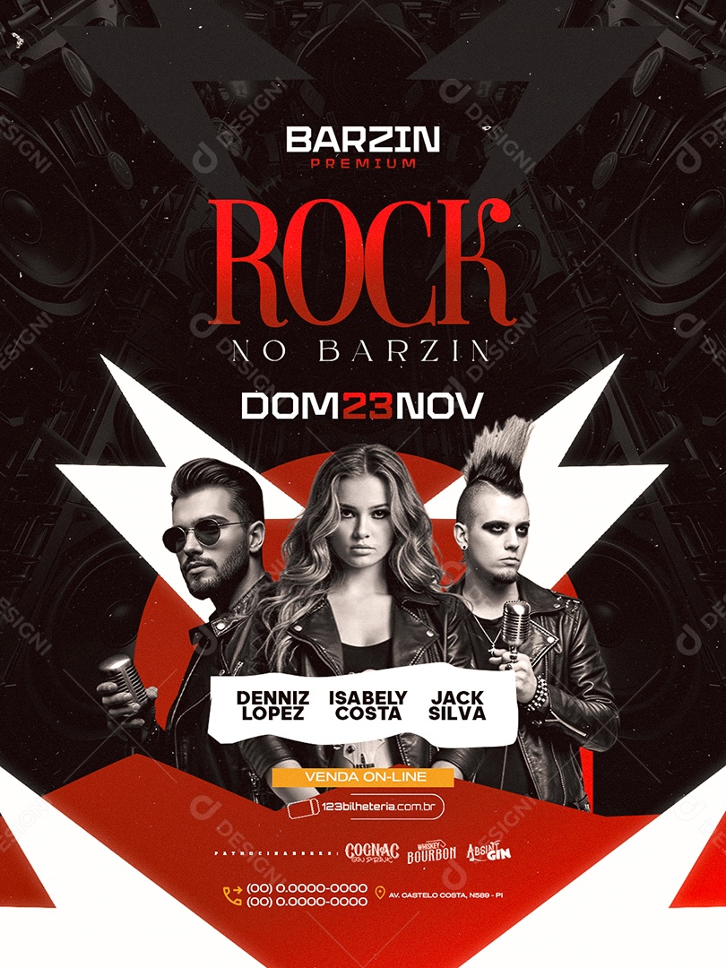 Flyer Próximos Shows Rock no Barzin Social Media PSD Editável