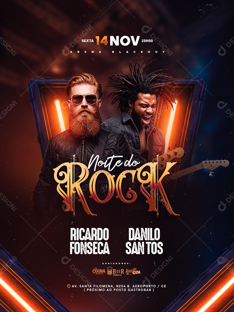 Flyer Próximos Shows Noite do Rock Social Media PSD Editável