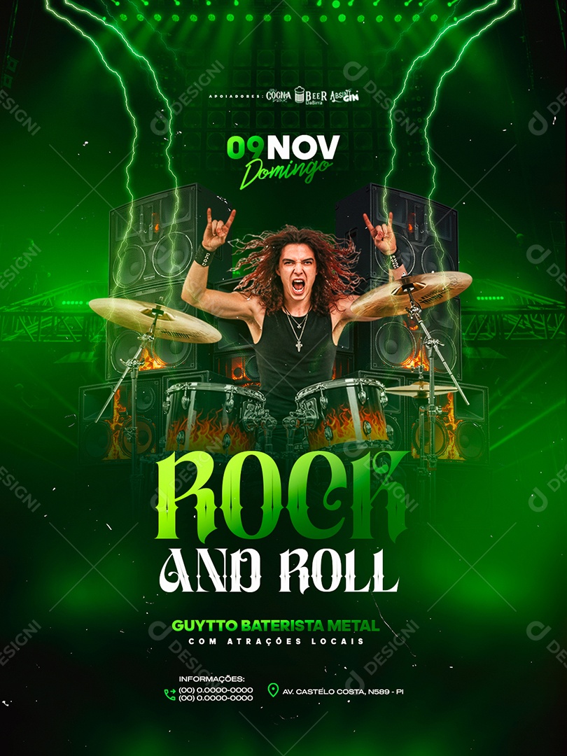 Flyer Próximos Shows Rock And Roll Social Media PSD Editável