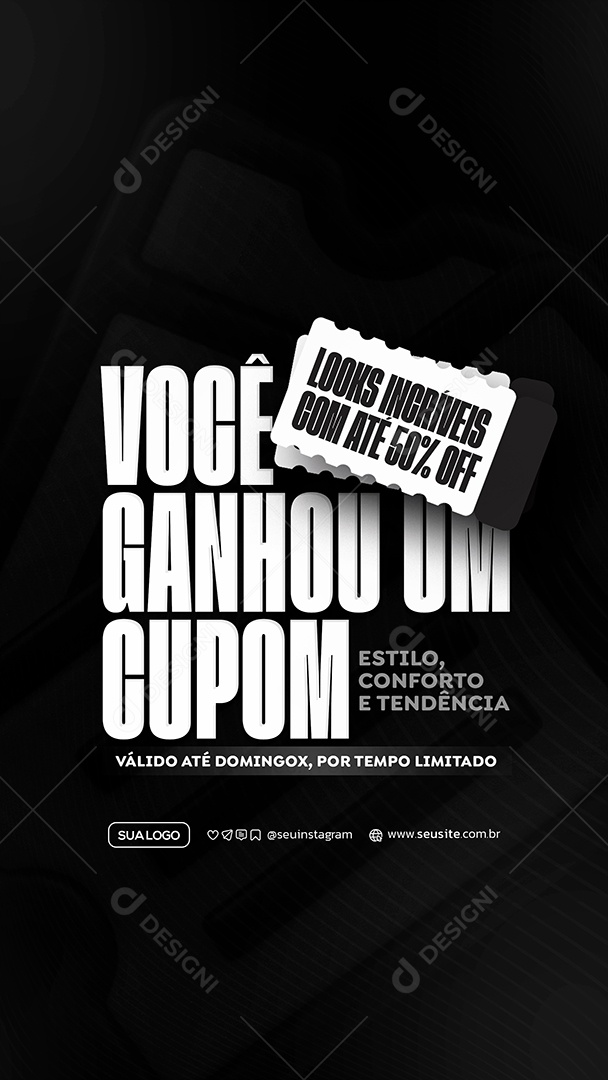 Story Cupom de Desconto Social Media PSD Editável