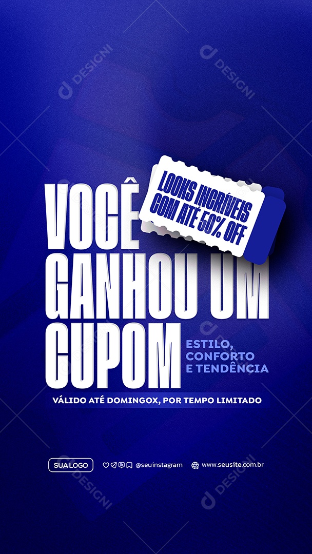 Story Cupom de Desconto Social Media PSD Editável