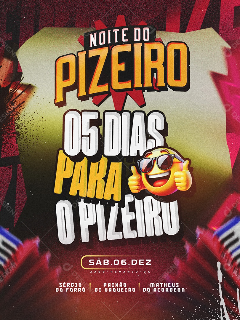 Flyer Noite do Pizeiro Social Media PSD Editável