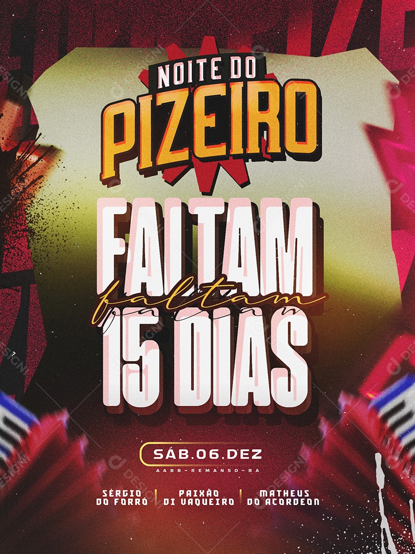 Flyer Noite do Pizeiro Social Media PSD Editável