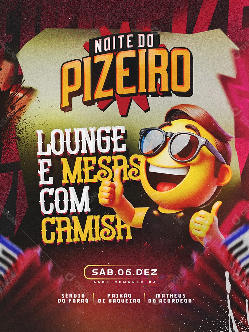 Flyer Noite do Pizeiro Social Media PSD Editável