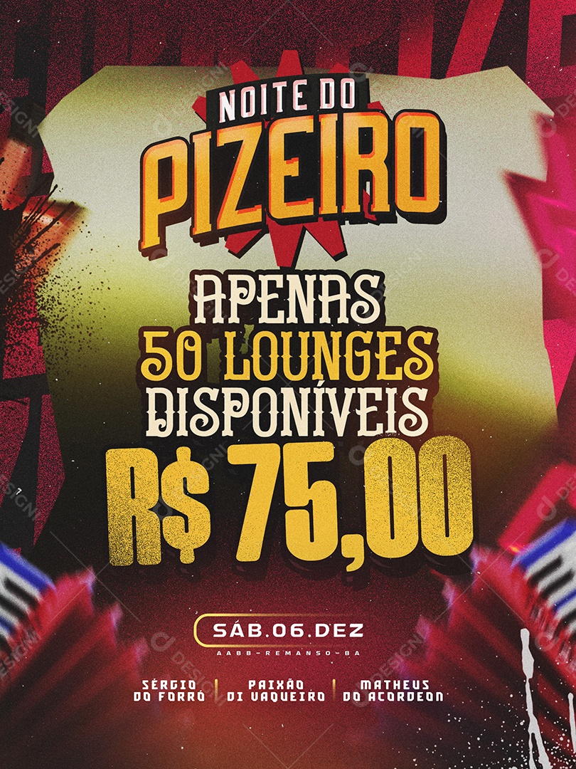 Flyer Noite do Pizeiro Social Media PSD Editável