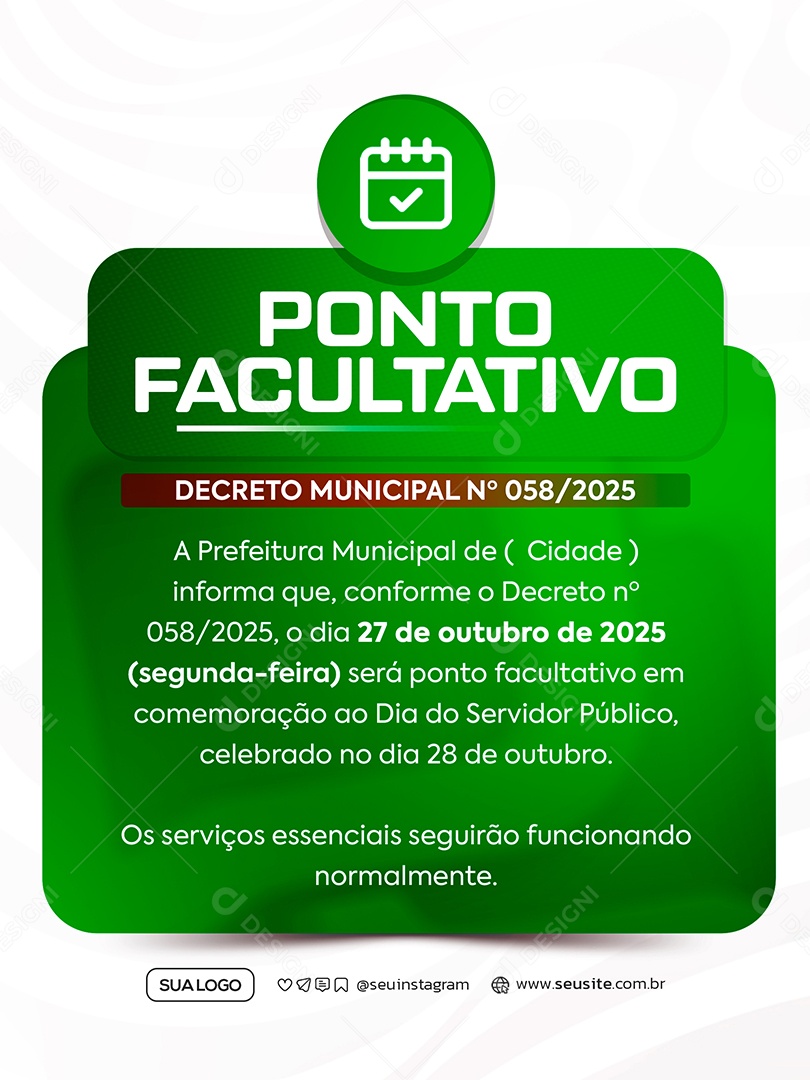 Ponto Facultativo Social Media PSD Editável