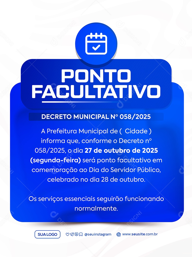 Ponto Facultativo Social Media PSD Editável
