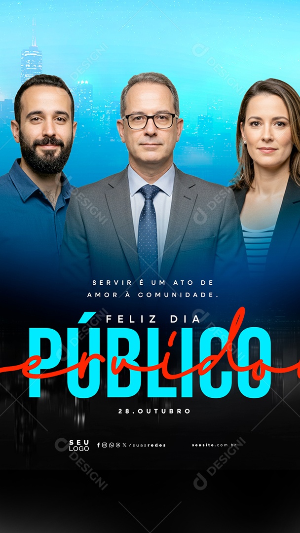 Story Feliz Dia do Servidor Público 28 de Outubro Servir é Um Ato de Amor Social Media PSD Editável