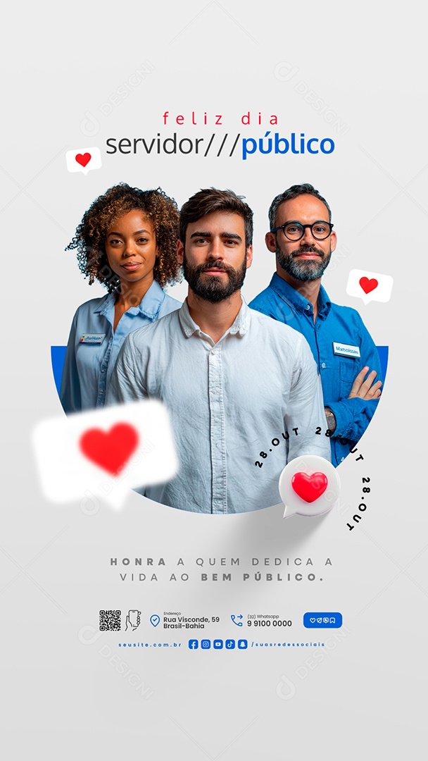 Story Feliz Dia do Servidor Público 28 de Outubro Honra a Quem Dedica a Vida ao Bem Público Social Media PSD Editável