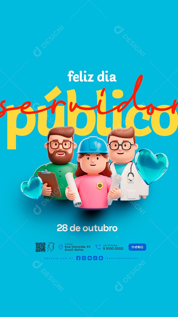 Story Feliz Dia do Servidor Público 28 de Outubro Social Media PSD Editável