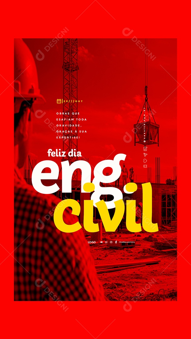Story Feliz Dia do Engenheiro Civil 25 de Outubro Social Media PSD Editável