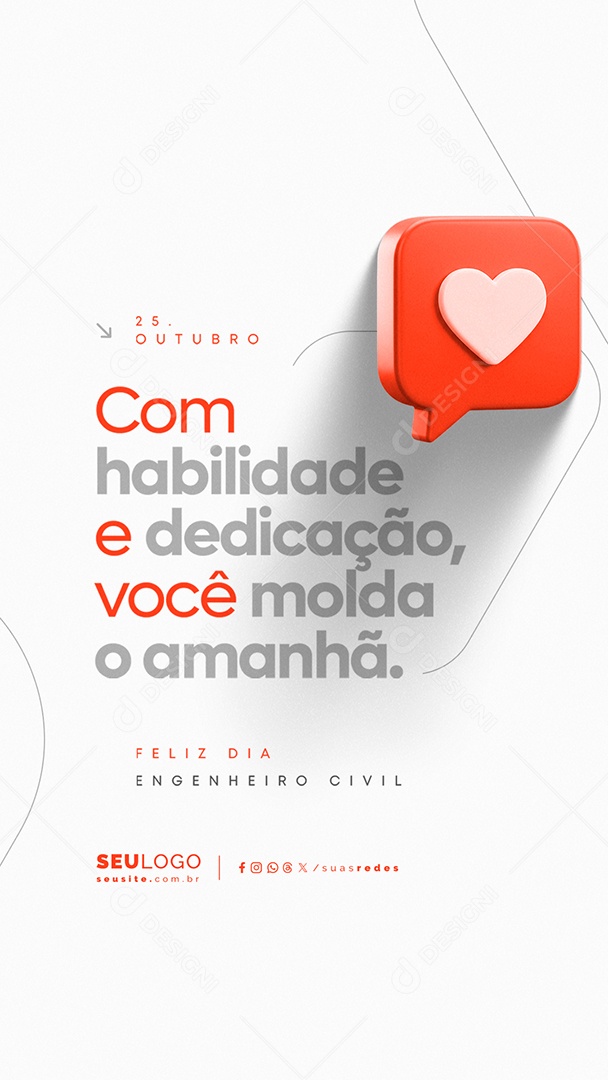Story Dia do Engenheiro Civil 25 de Outubro Parabéns Social Media PSD Editável