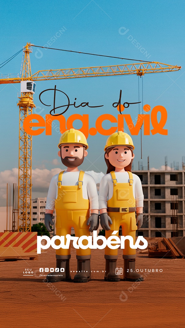 Story Dia do Engenheiro Civil 25 de Outubro Social Media PSD Editável