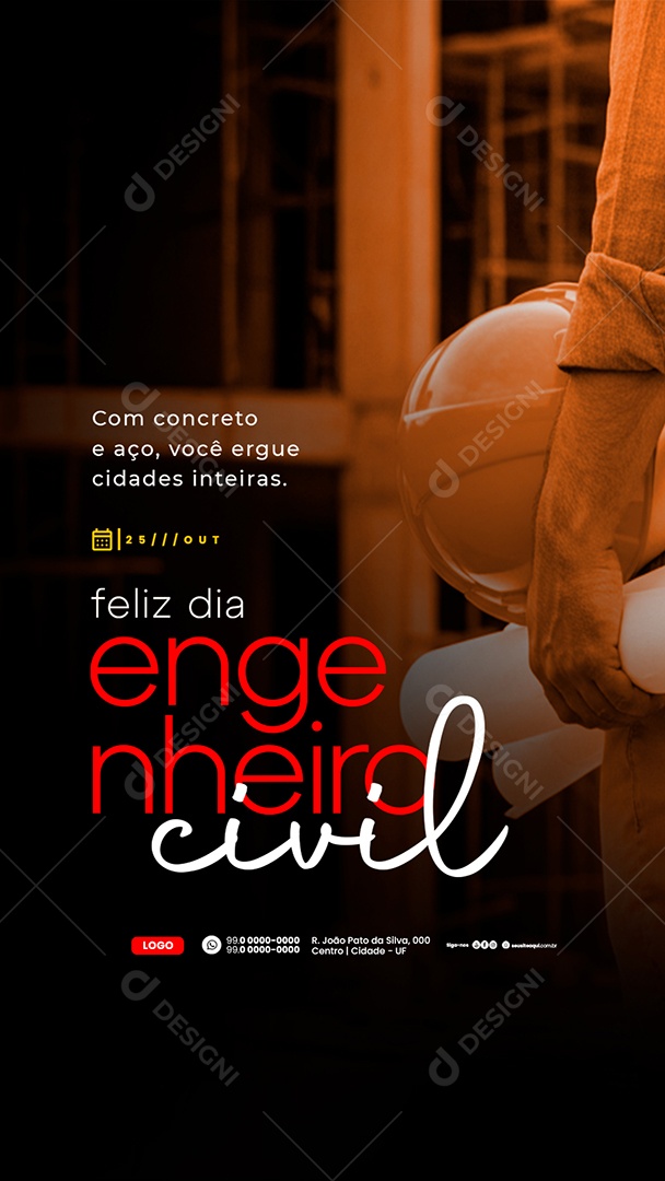 Story Feliz Dia do Engenheiro Civil 25 de Outubro Social Media PSD Editável