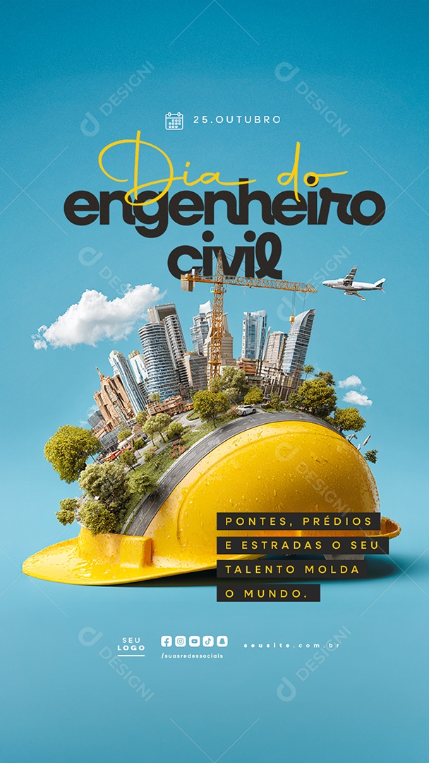 Story Dia do Engenheiro Civil 25 de Outubro Social Media PSD Editável