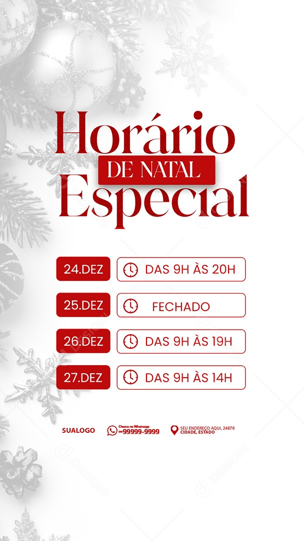 Horário De Natal Social Media PSD Editável