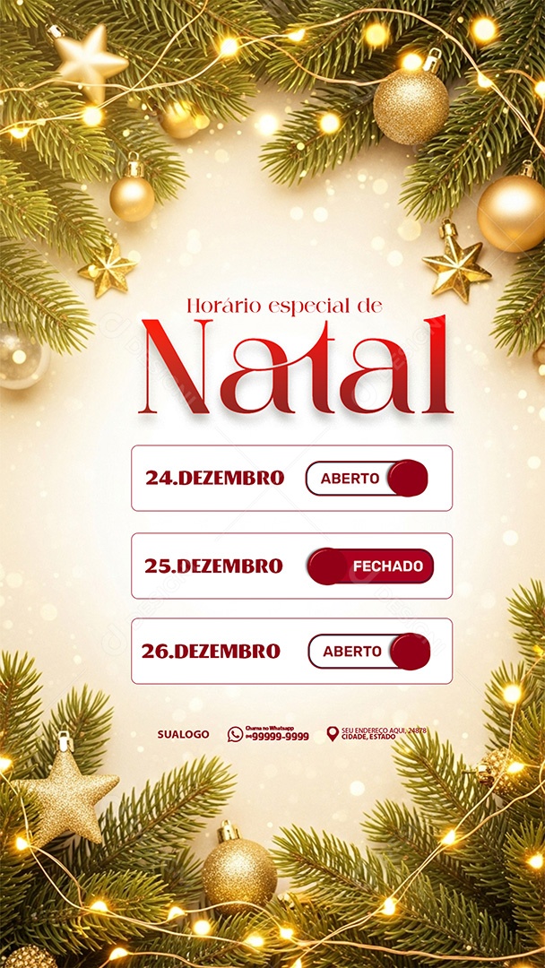 Horário De Natal Social Media PSD Editável