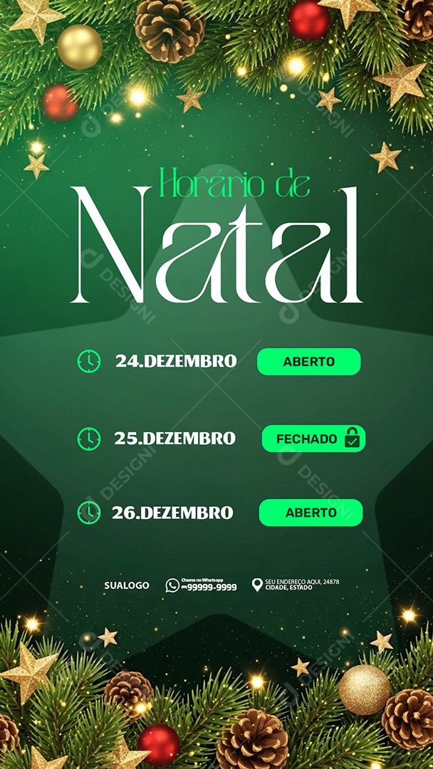 Horário De Natal Social Media PSD Editável