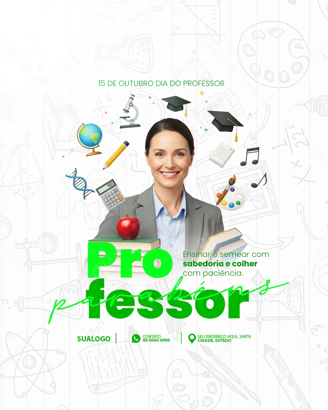 Feliz Dia do Professor 15 de Outubro Social Media PSD Editável