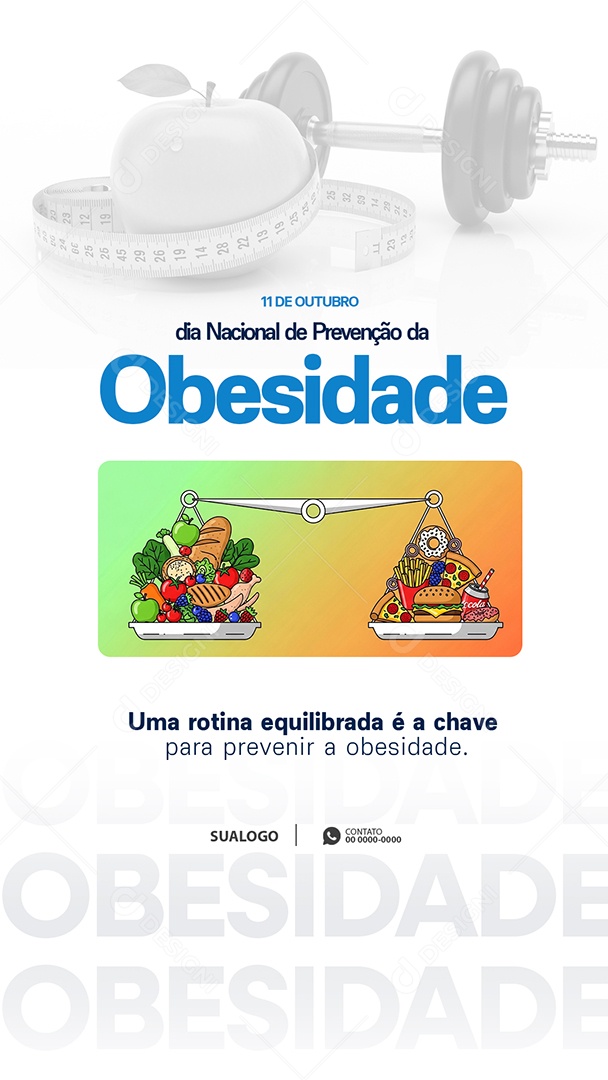 2Social Media Dia de Prevenção a Obesidade 11 de Outubro PSD Editável