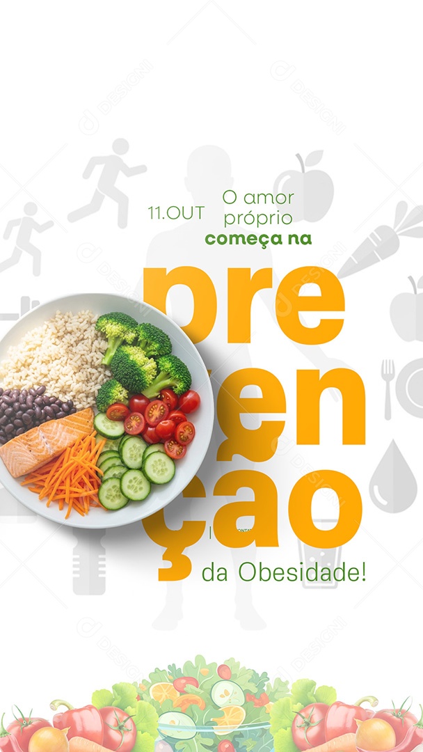 Story Social Media Dia de Prevenção a Obesidade 11 de Outubro PSD Editável