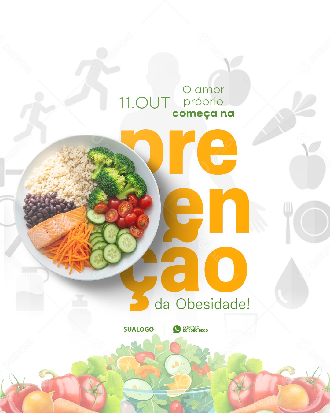 Social Media Dia de Prevenção a Obesidade 11 de Outubro PSD Editável