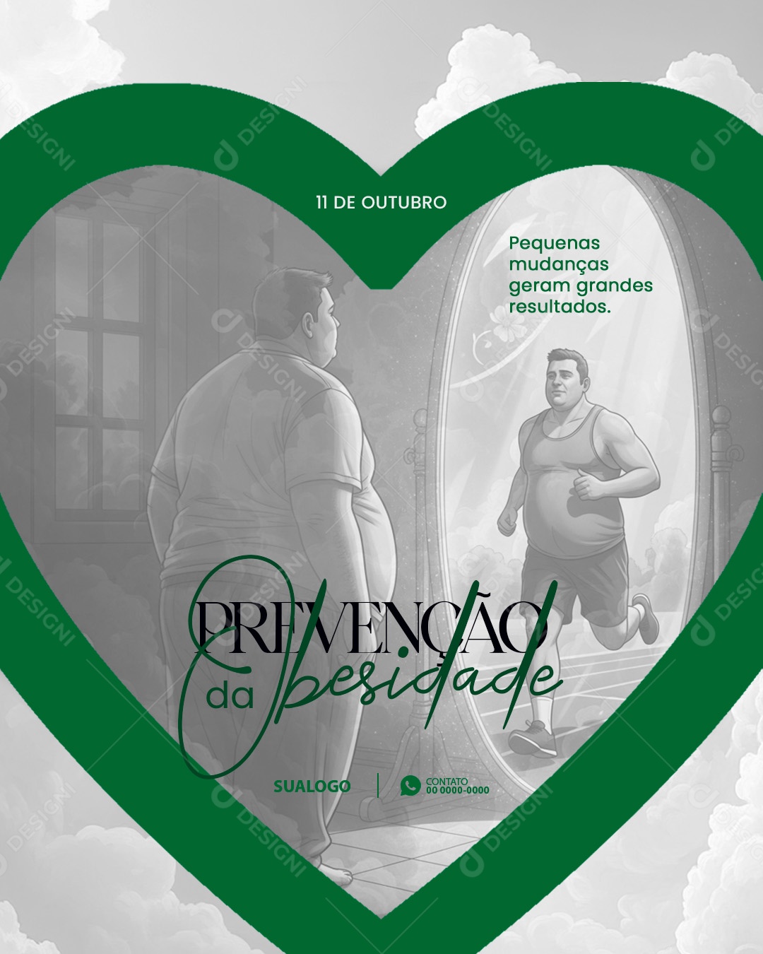 Social Media Dia de Prevenção a Obesidade 11 de Outubro PSD Editável