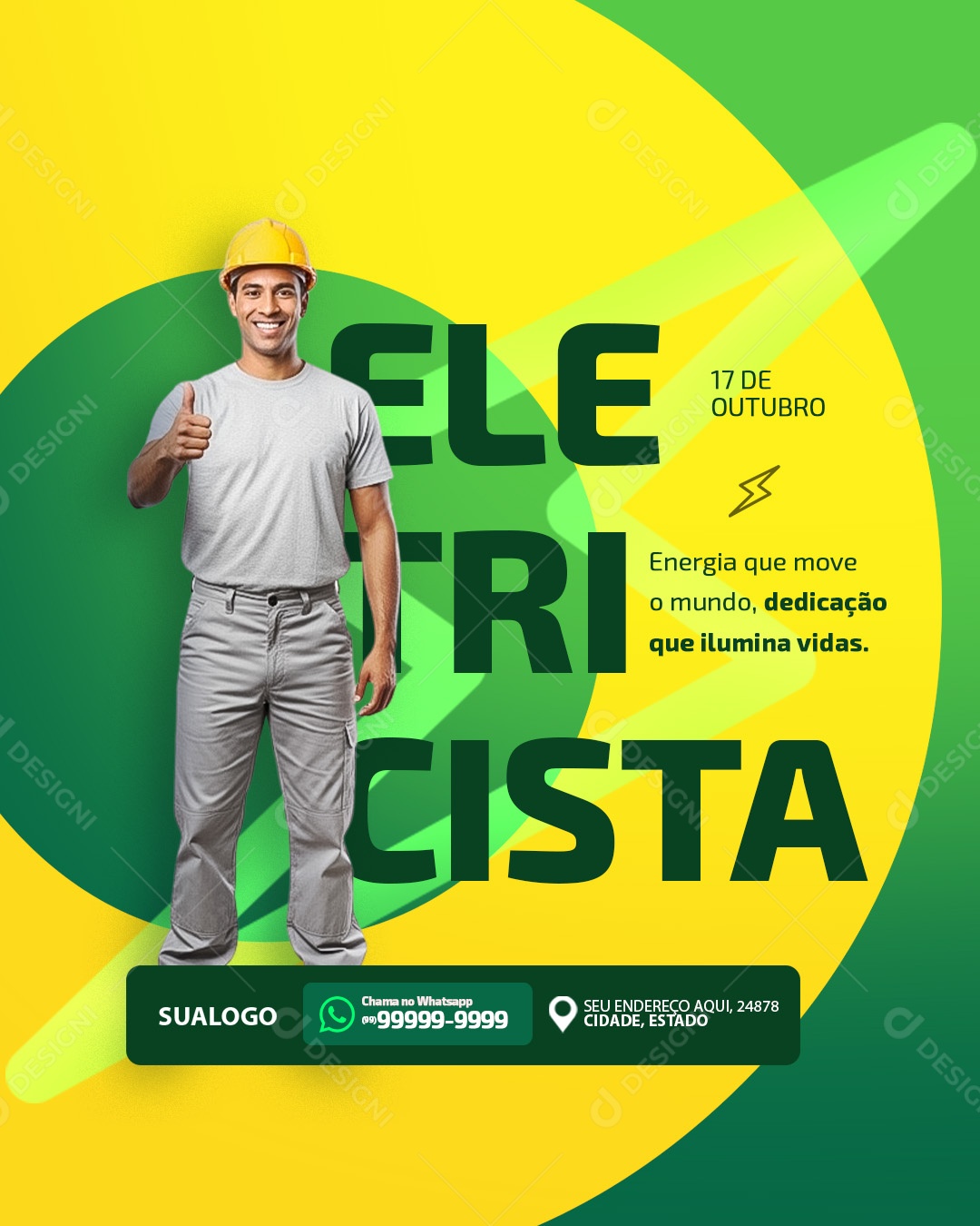 Feliz Dia do Eletricista 17 de Outubro Social Media PSD Editável