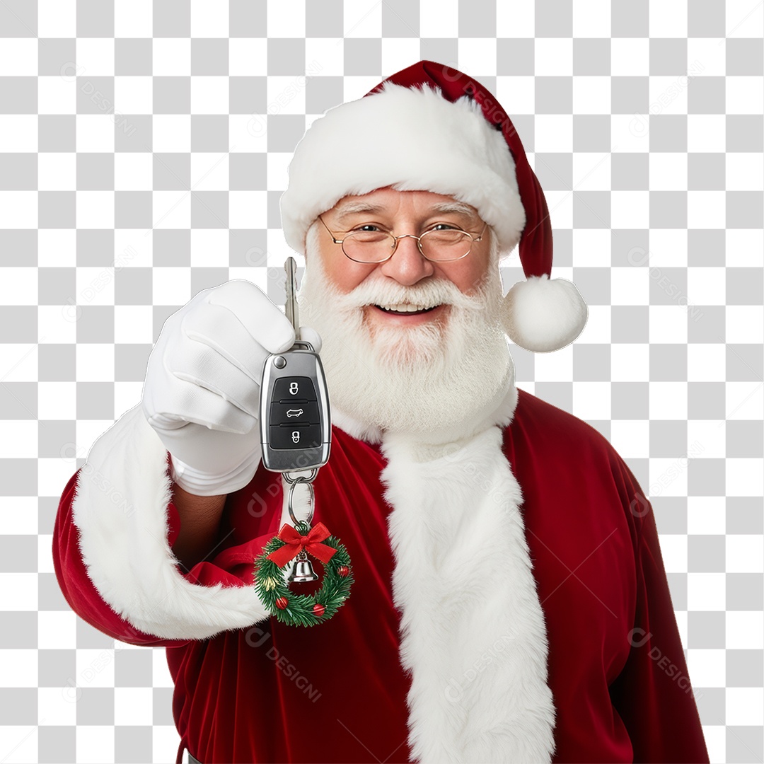 Papai Noel com Chave de Carro PNG Transparente