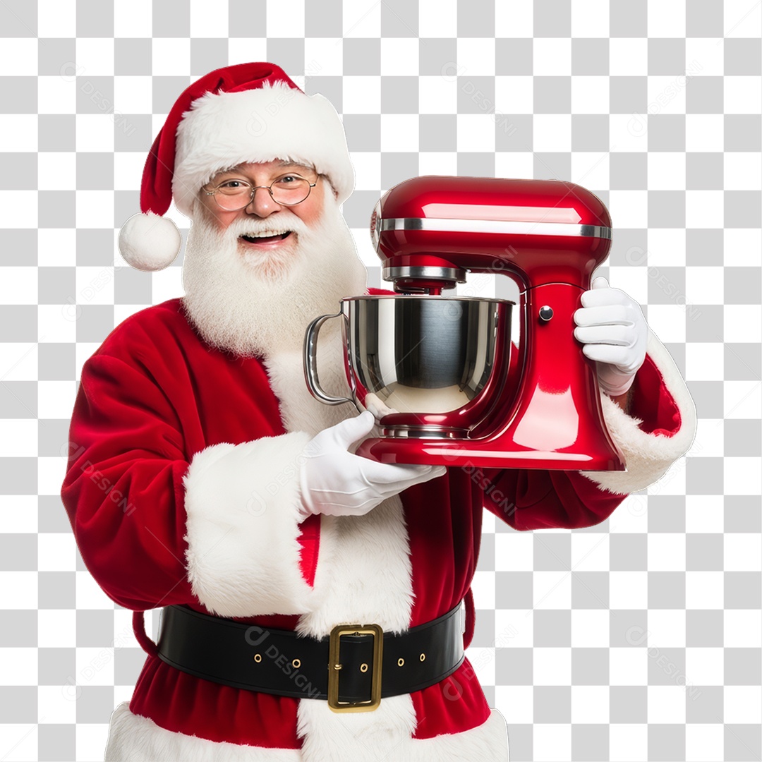 Papai Noel com Batedeira PNG Transparente