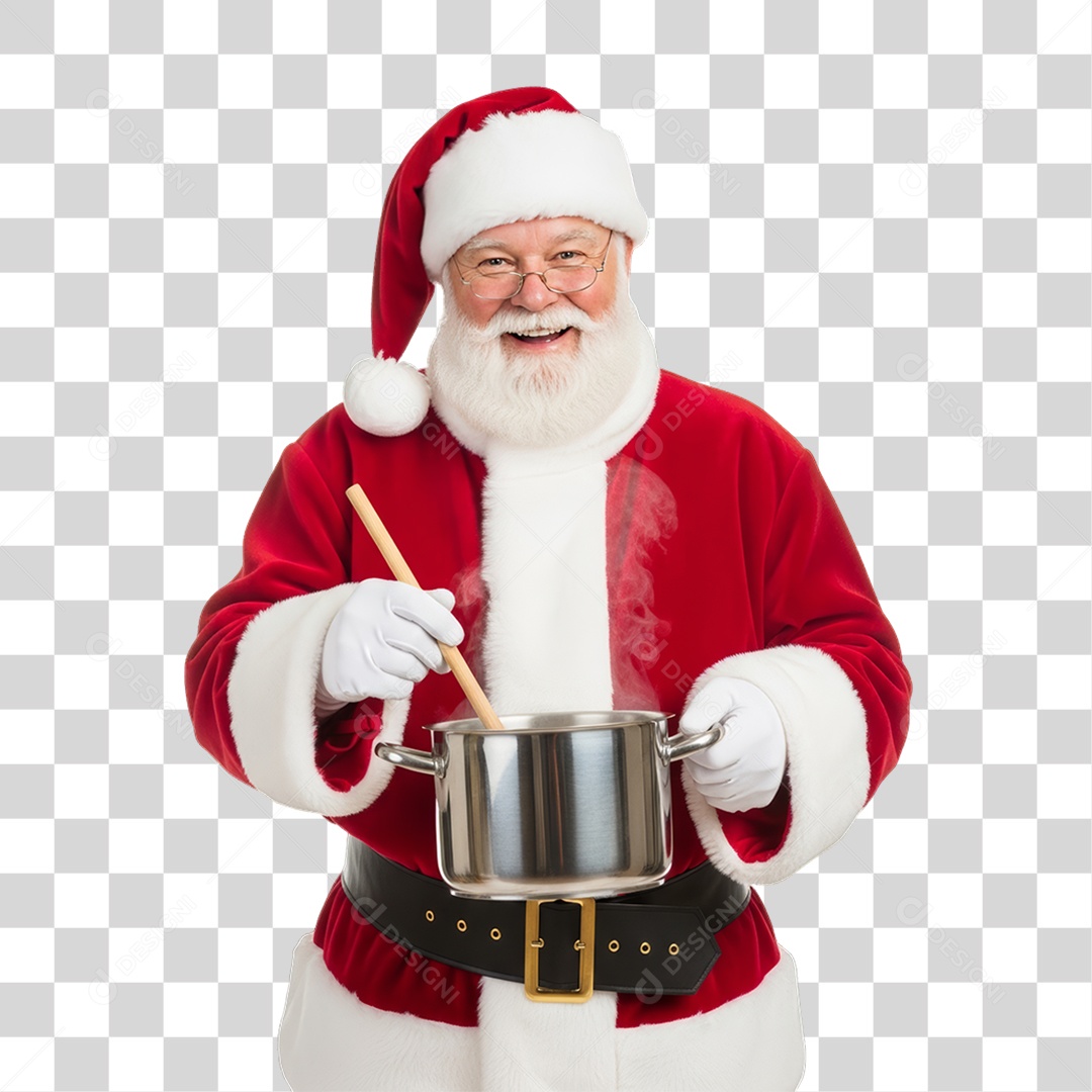 Papai Noel com Panela PNG Transparente