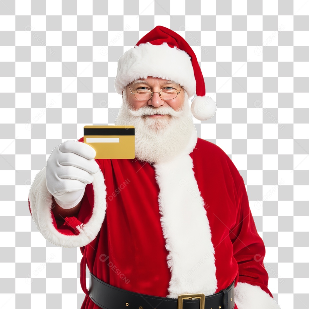 Papai Noel com Cartão PNG Transparente