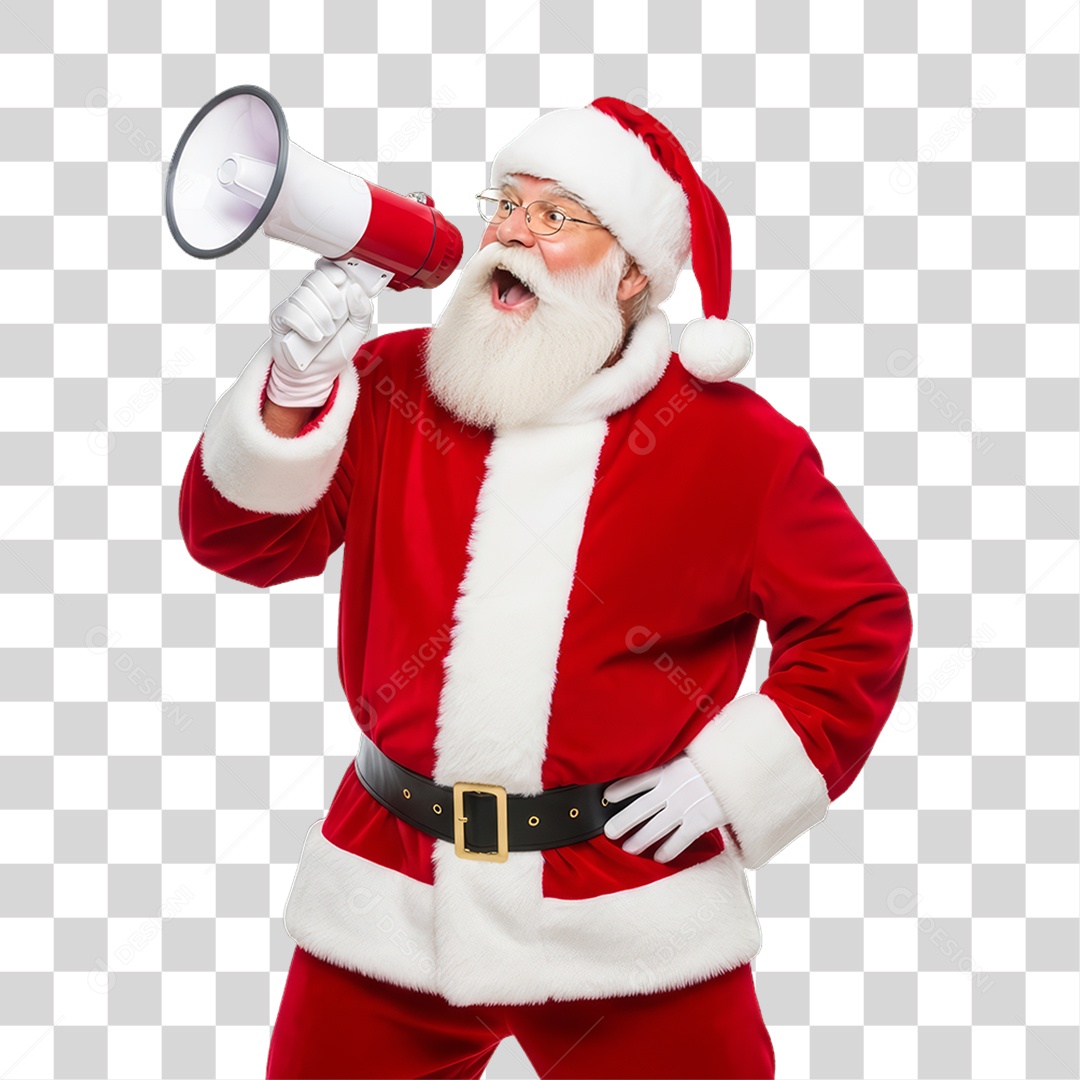 Papai Noel com Megafone PNG Transparente