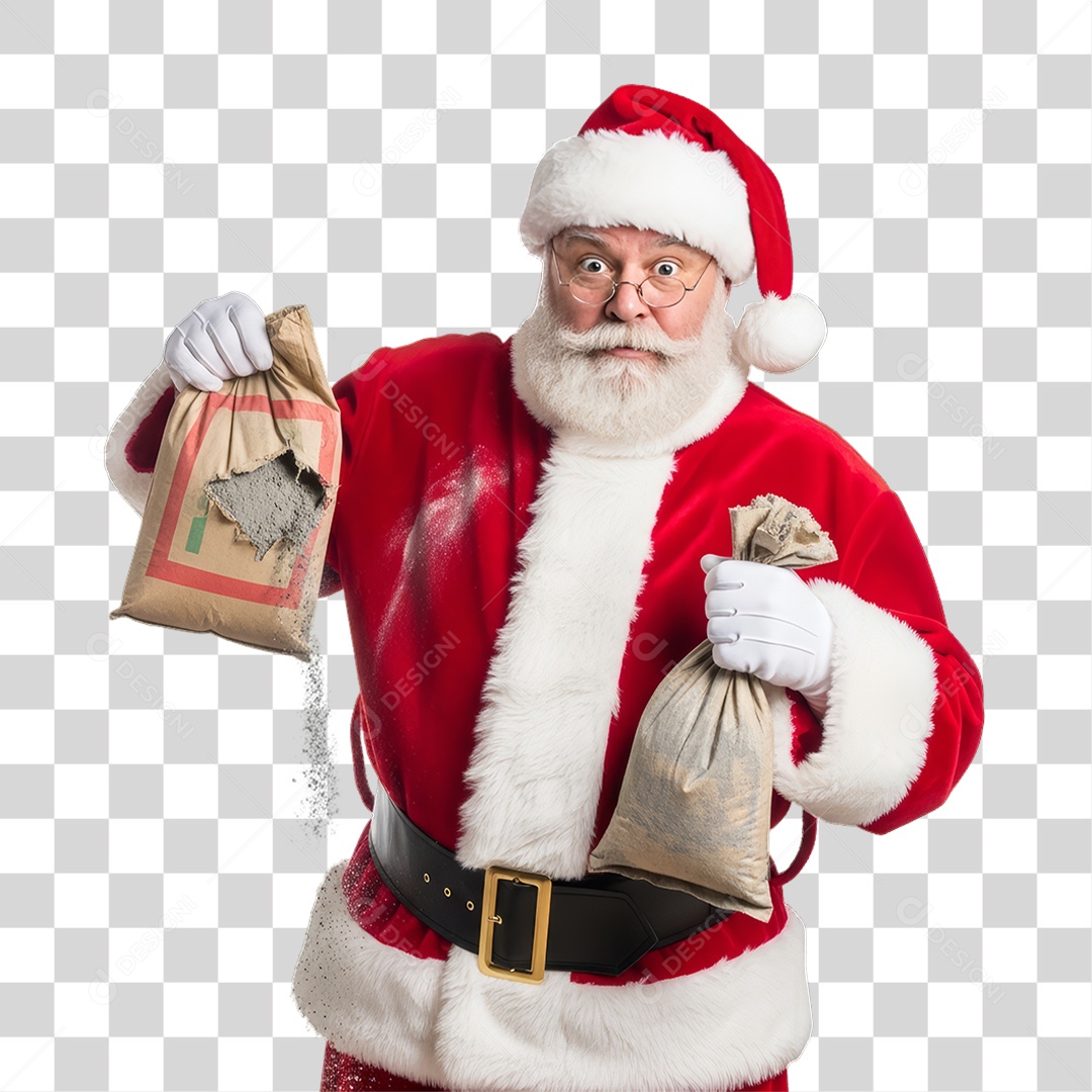 Papai Noel com Sacos de Cimento PNG Transparente
