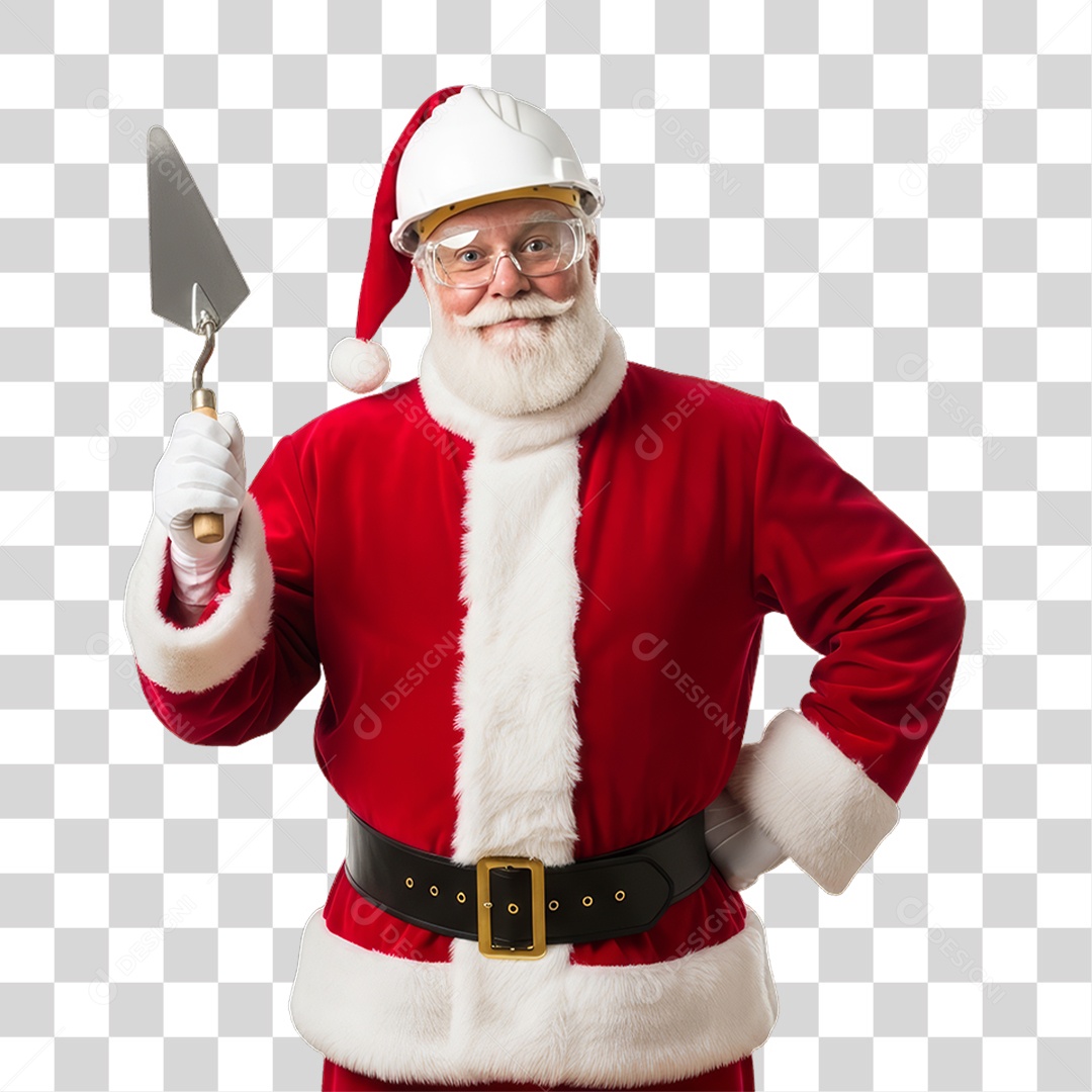 Papai Noel com Colher de Pedreiro PNG Transparente