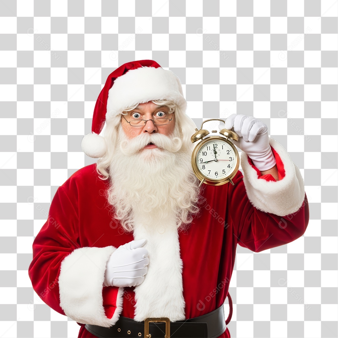 Papai Noel com Relógio PNG Transparente