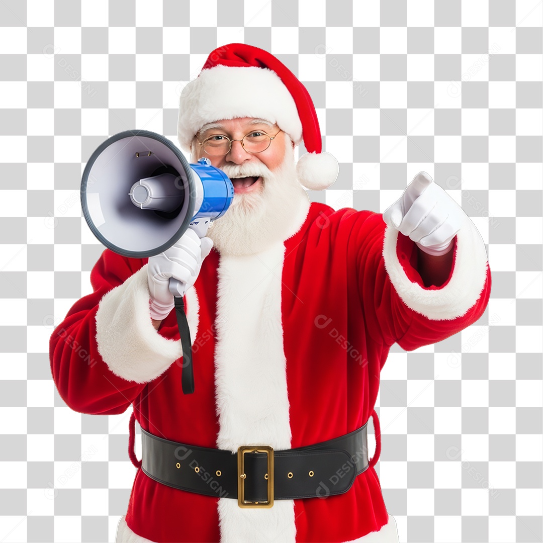 Papai Noel com Megafone PNG Transparente