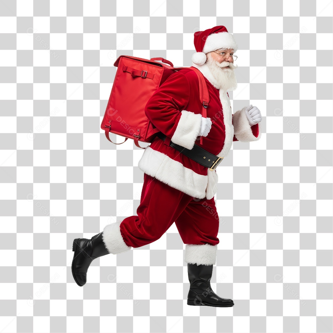 Papai Noel com Bag de Entregas PNG Transparente