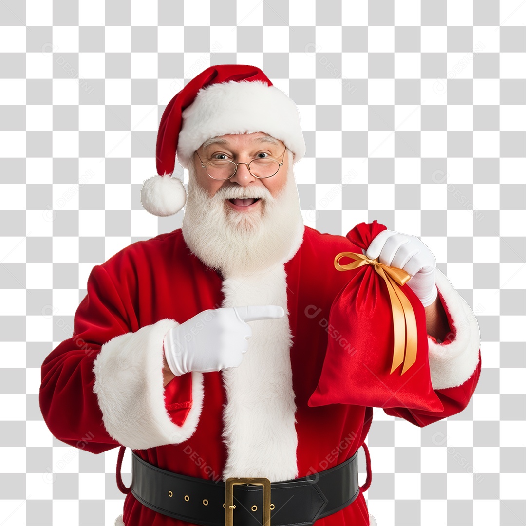 Papai Noel com Saco Vermelho PNG Transparente