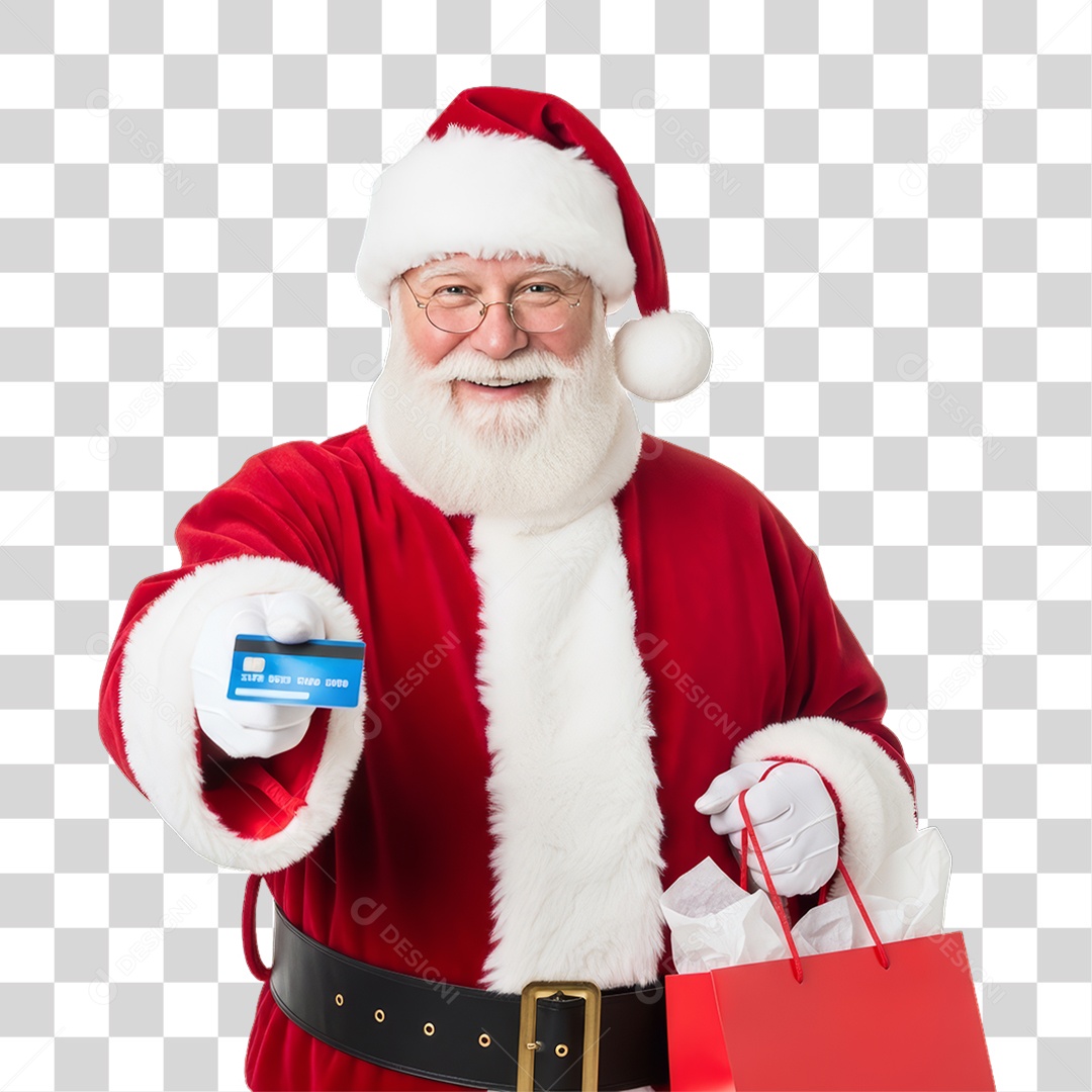Papai Noel com Cartão PNG Transparente