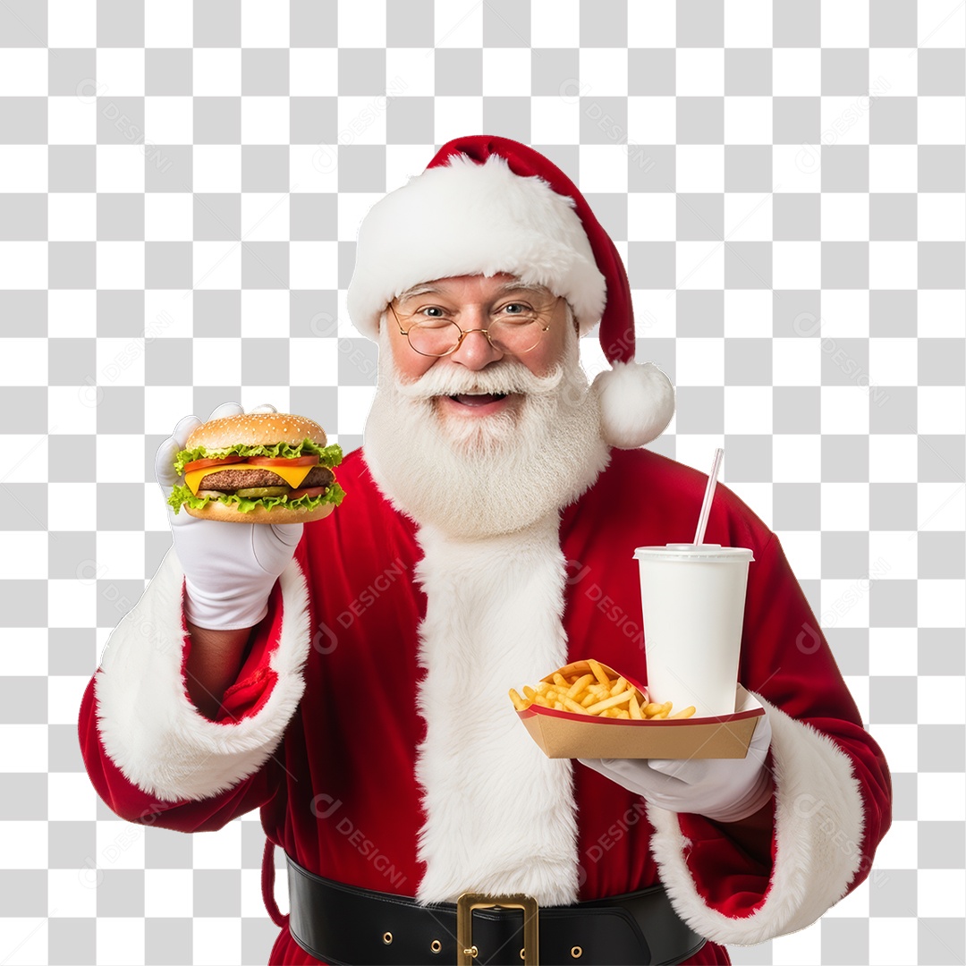 Papai Noel com Hambúrguer PNG Transparente