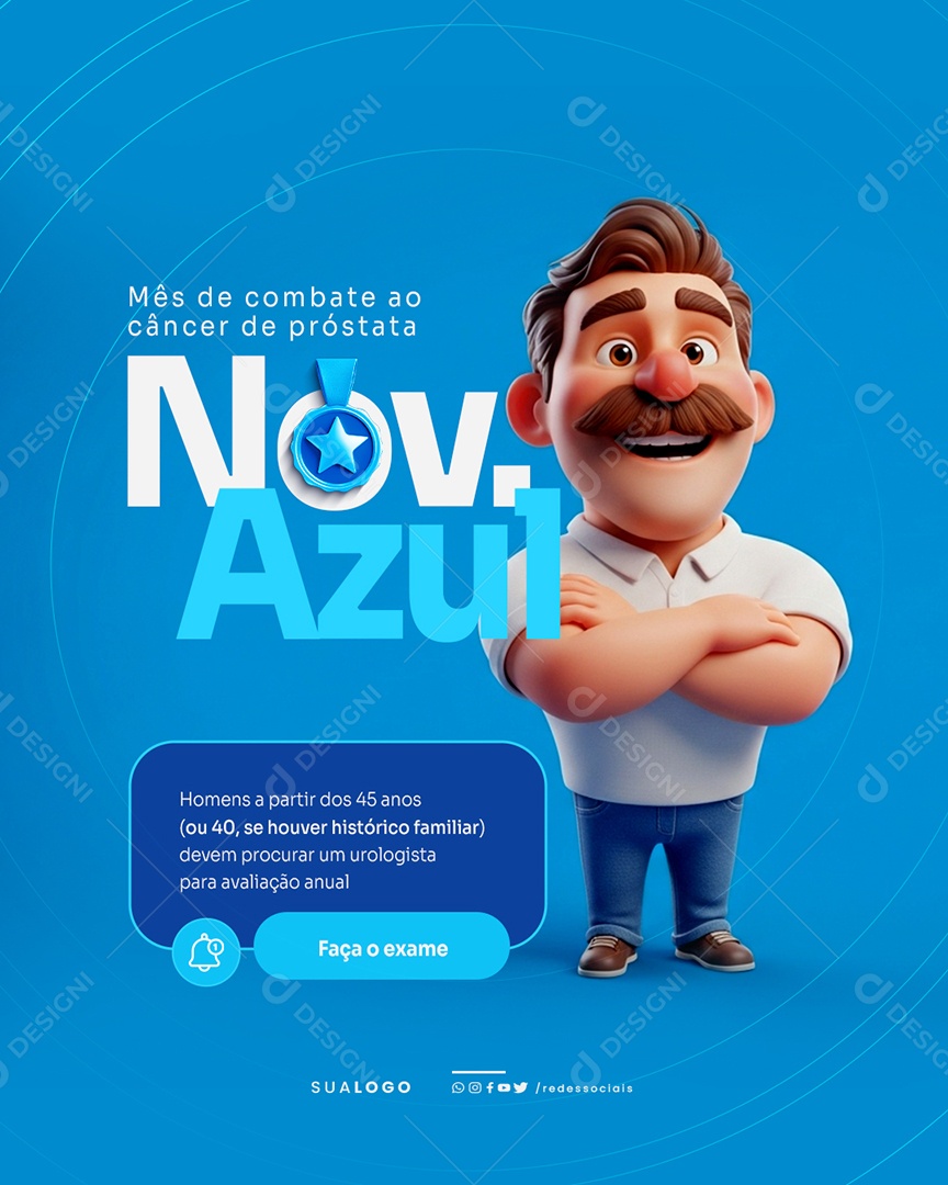 Novembro Azul Mês de Combate ao Câncer de Próstata Social Media PSD Editável