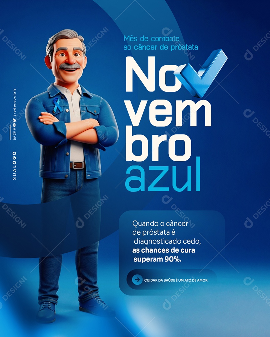 Novembro Azul Mês de Combate ao Câncer de Próstata Social Media PSD Editável