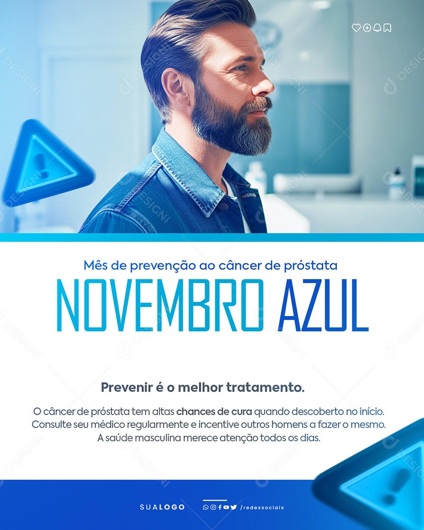 Novembro Azul Mês de Combate ao Câncer de Próstata Social Media PSD Editável