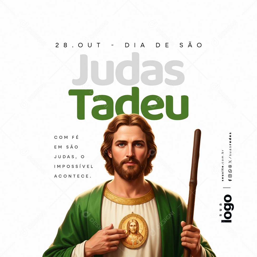 Dia de São Judas Tadeu 28 de Outubro com Fé Social Media PSD Editável