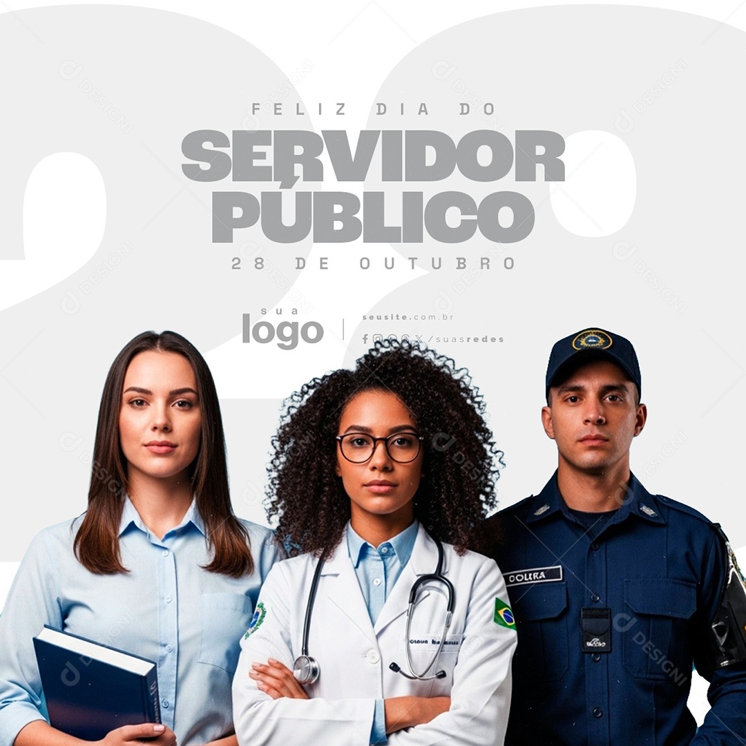 Feliz Dia do Servidor Público 28 de Outubro Social Media PSD Editável