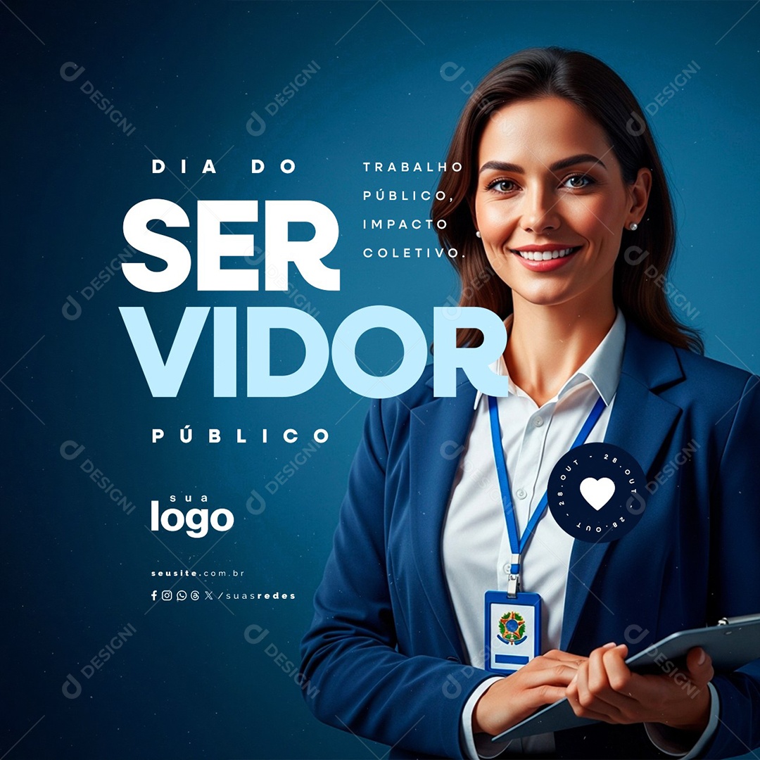 Dia do Servidor Público 28 de Outubro Trabalho Público Social Media PSD Editável