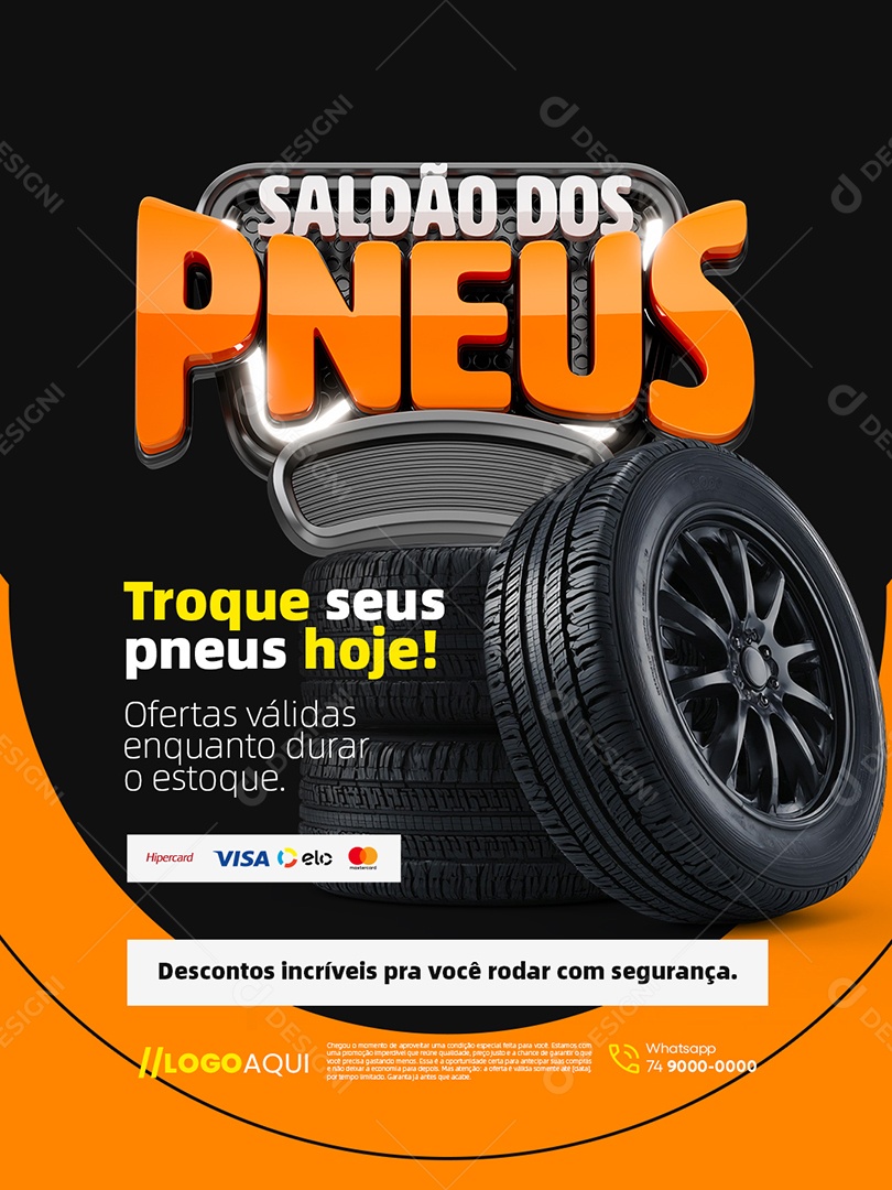 Saldão dos Pneus Troque Seus Pneus Hoje Ofertas Social Media PSD Editável