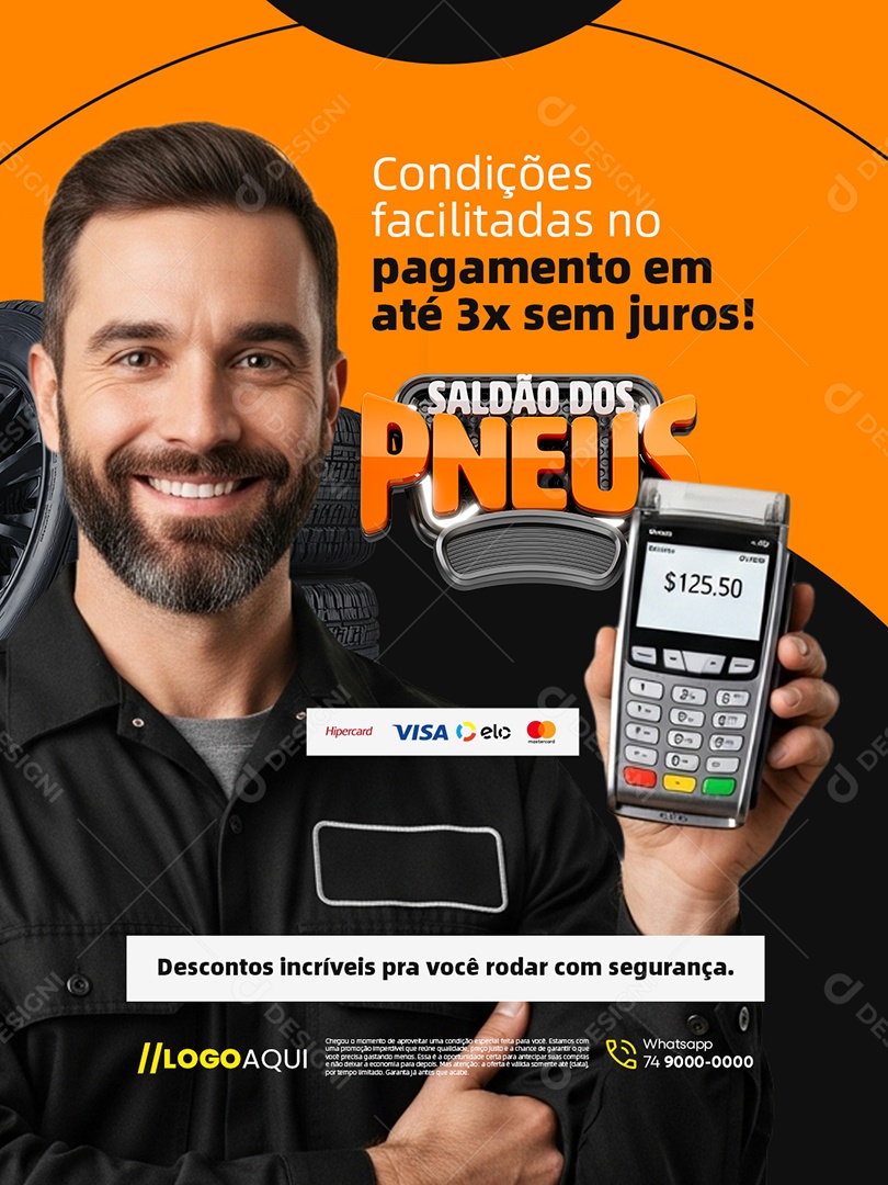 Saldão dos Pneus Condições Facilitadas no Pagamento Social Media PSD Editável